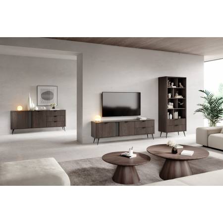 Komoda 195 cm 2D szuflady ryflowana listwa VIRGO dąb dunin + czarny